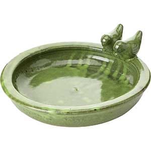 Green Ceramic Bird Bath