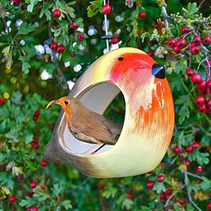 Robin Ceramic Bird Feeder